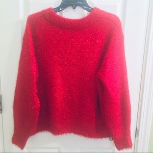 Medium red long sleeved round neck sweater